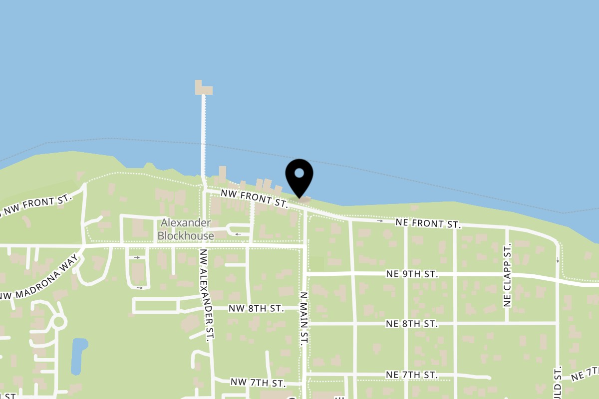 Map showing the location of Molka Xete Mexican Kitchen on 4 Front St NW in Coupeville